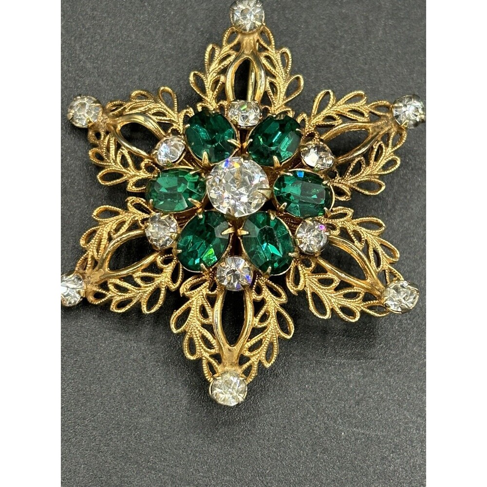 SCITARELLI Signed Vintage 1950s Rhinestone Gold Tone Pin Brooch or Pendant